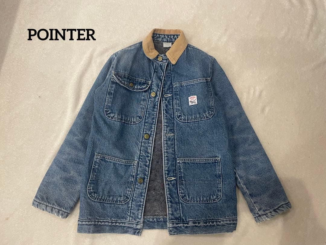 ポインター　襟コーデュロイ 裏地 ブランケット　デニム カバーオール