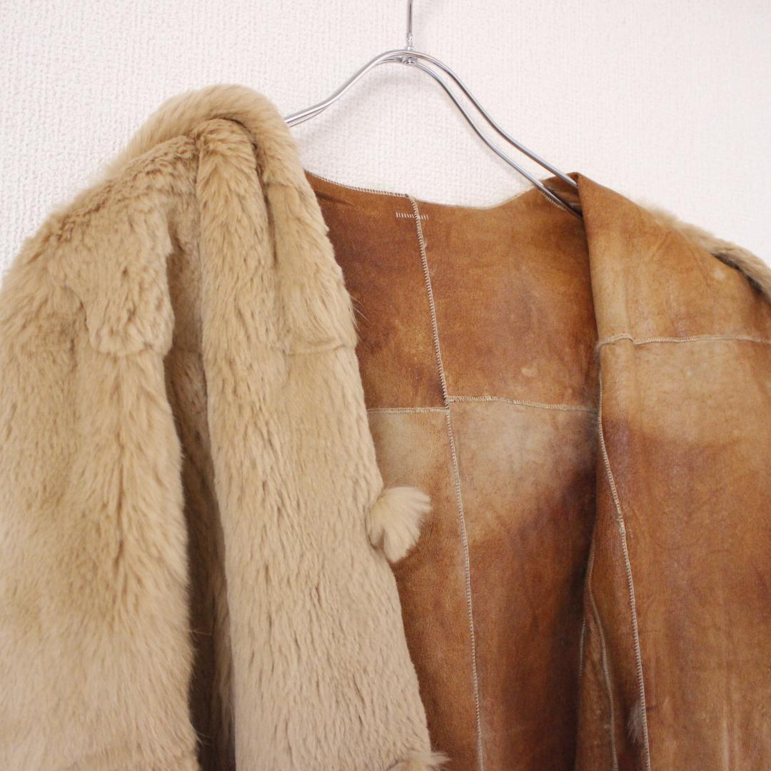 LANVIN ラビットファー レザージャケット M ベージュ