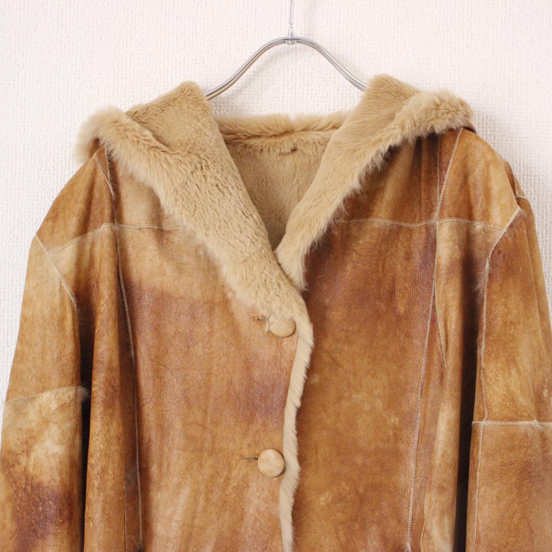 LANVIN ラビットファー レザージャケット M ベージュ