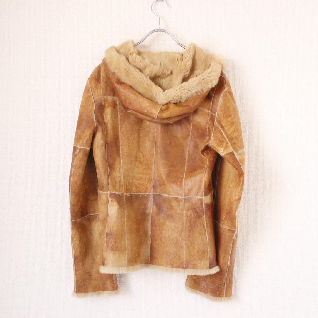 LANVIN ラビットファー レザージャケット M ベージュ