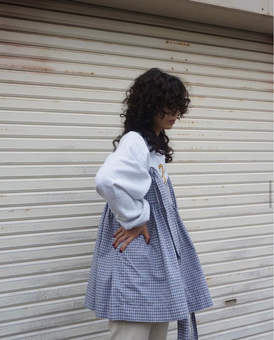 トップス tope. cross strap tunic / gingham p.b