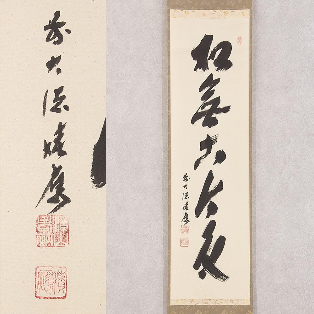 掛軸 茶掛 一行書 福本積應「松無古今色」共箱 大徳寺派 招春寺・宝林寺住職