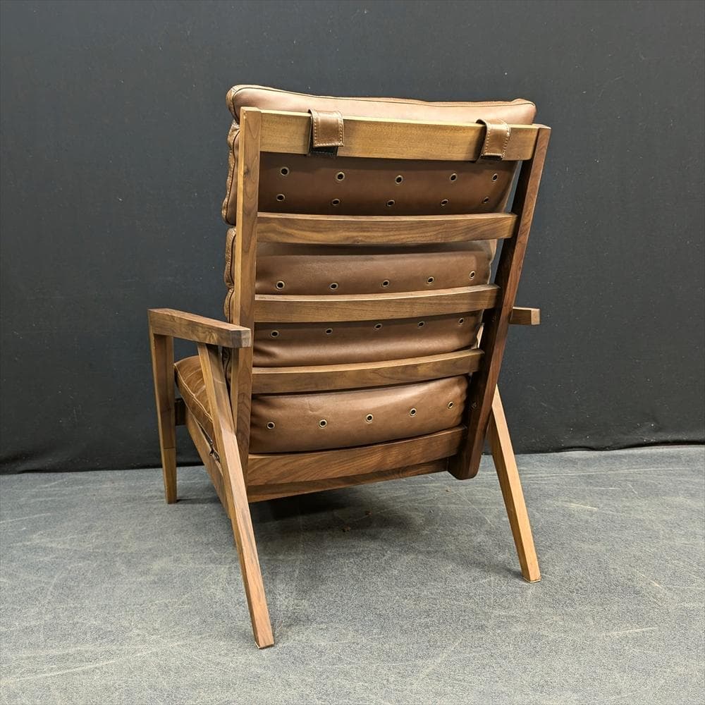 シギヤマ家具　岩倉榮利　ウォールナット　本革　イージーチェア　シングルソファ