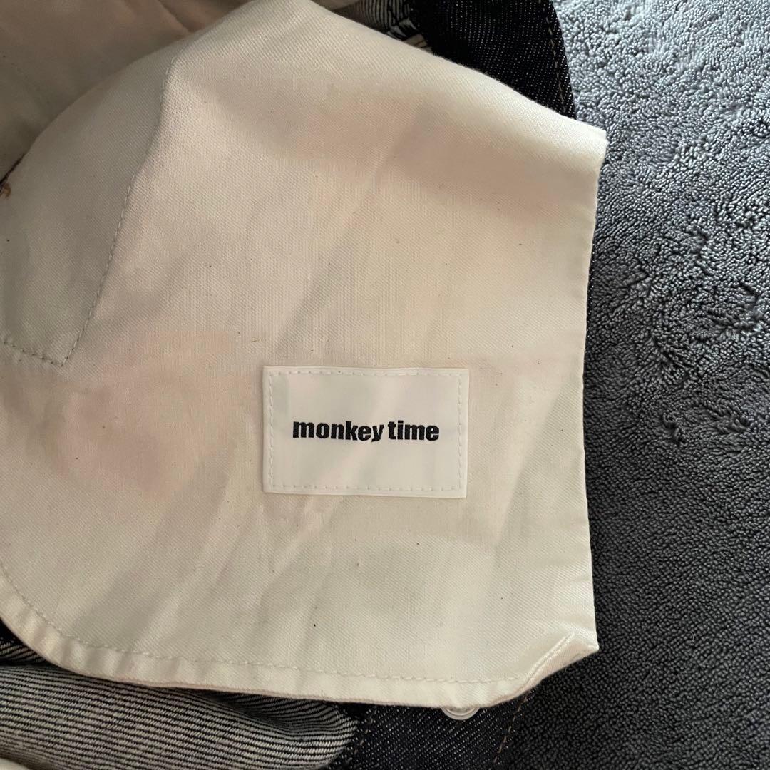 MONKEY TIME ワンプリーツ ストレート エイジレス デニム パンツ