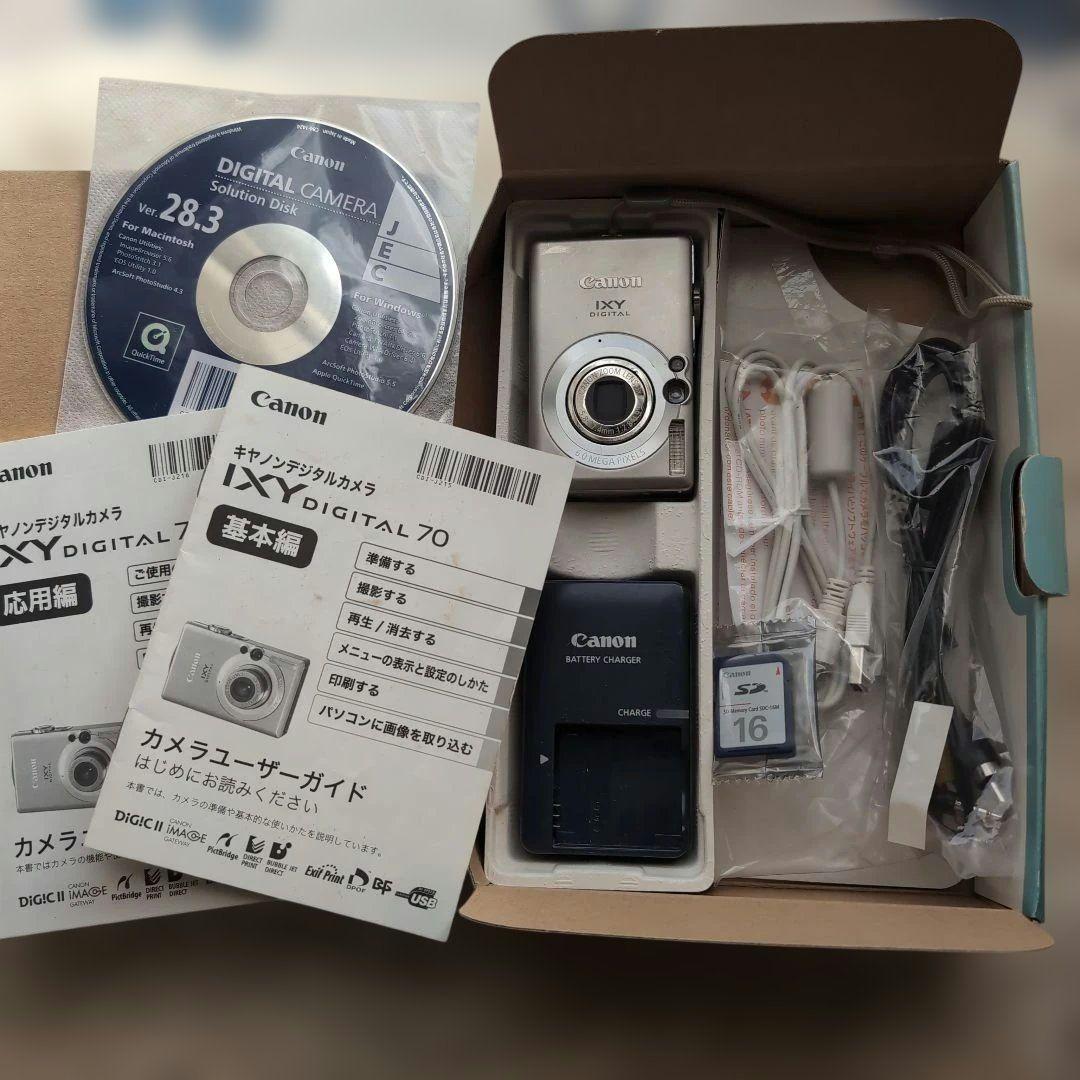デジカメ　CANON IXY70 バッテリー、取説、充電器、SDカード