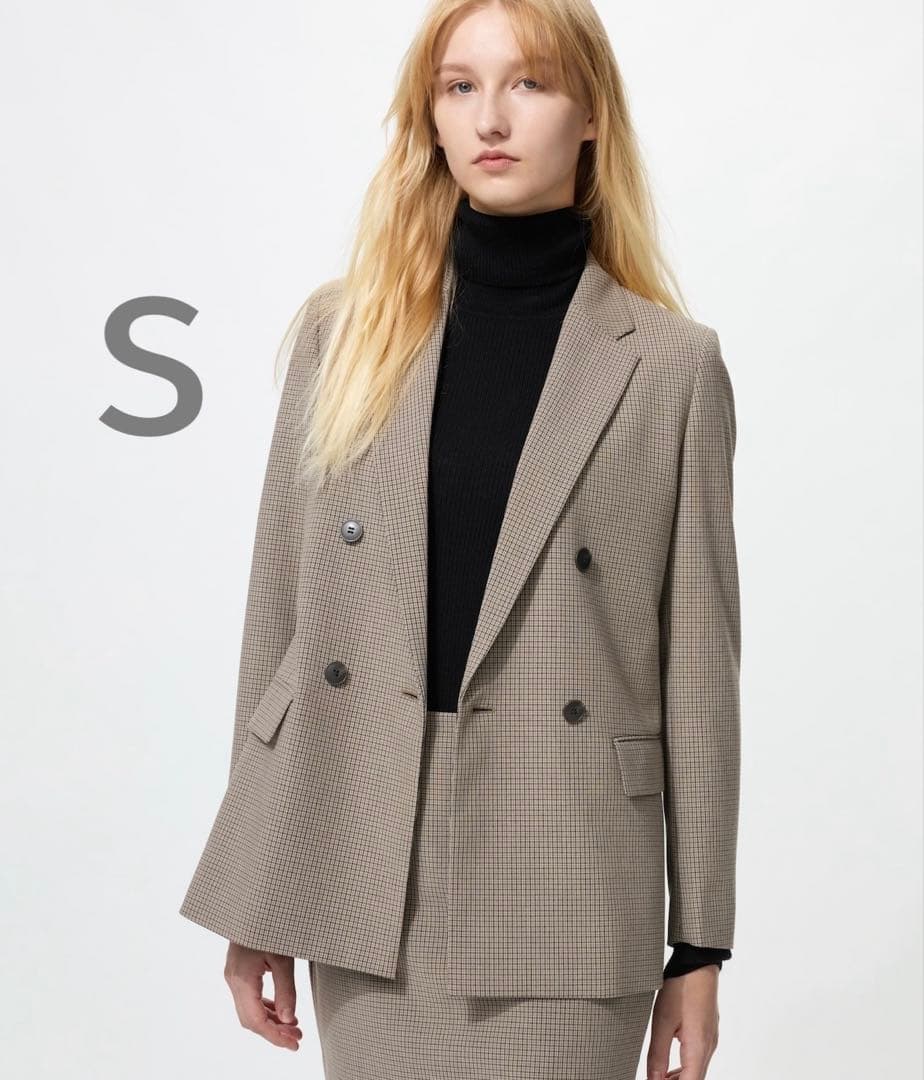 UNIQLO ダブルジャケット 35ブラウン S 新品タグ付