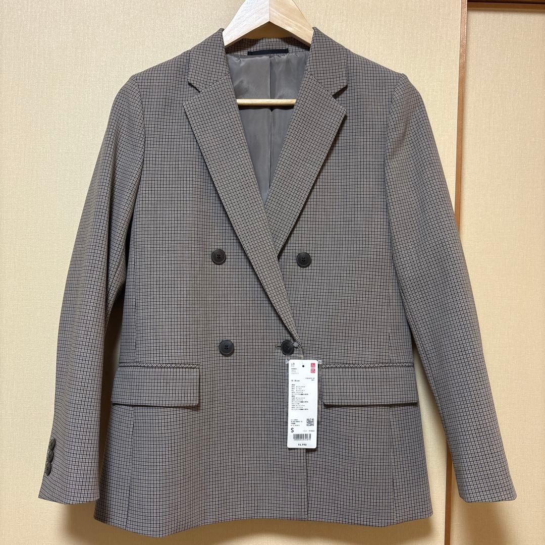 UNIQLO ダブルジャケット 35ブラウン S 新品タグ付