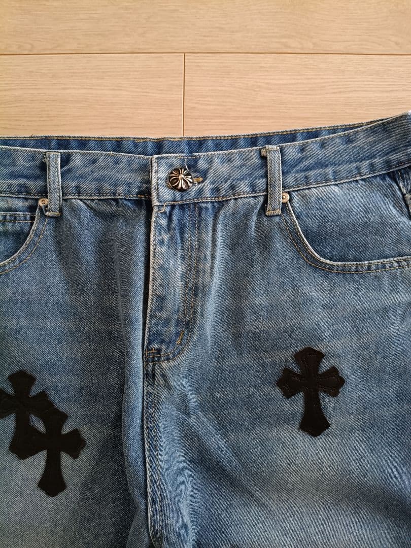 クロス刺繍 デニムパンツ W34