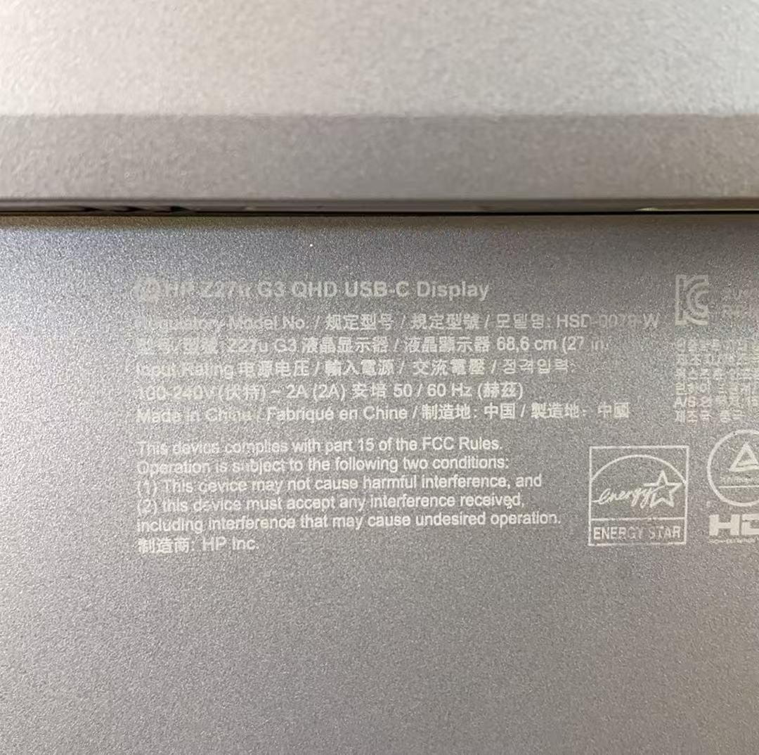 HP Z27U G3 27インチ　液晶モニタ2K Type-C HDM