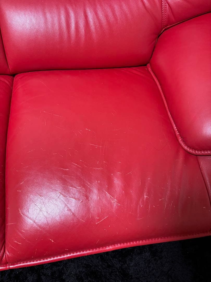 本革 レザー 2人掛け ソファ 掘り出し物 赤革　定価15万円