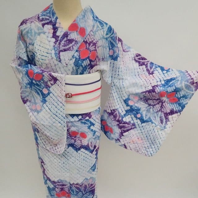 ｍ1951＊有松鳴海絞り 夏着物 綿 手縫い仕立て 高級浴衣