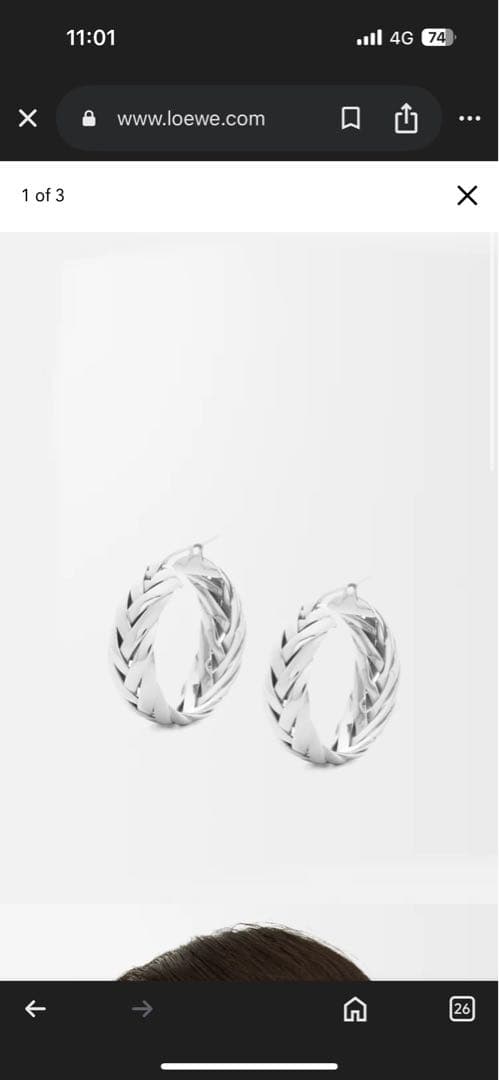 LOEWEスターリングシルバー片耳 ピアス定価11万円