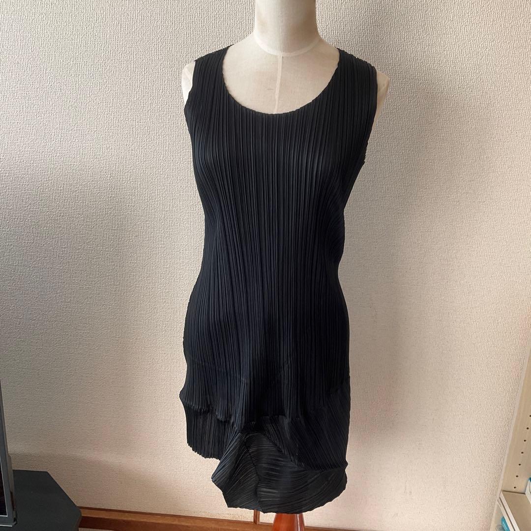 イッセイミヤケプリーツプリーズ黒 チュニックアシメントリー