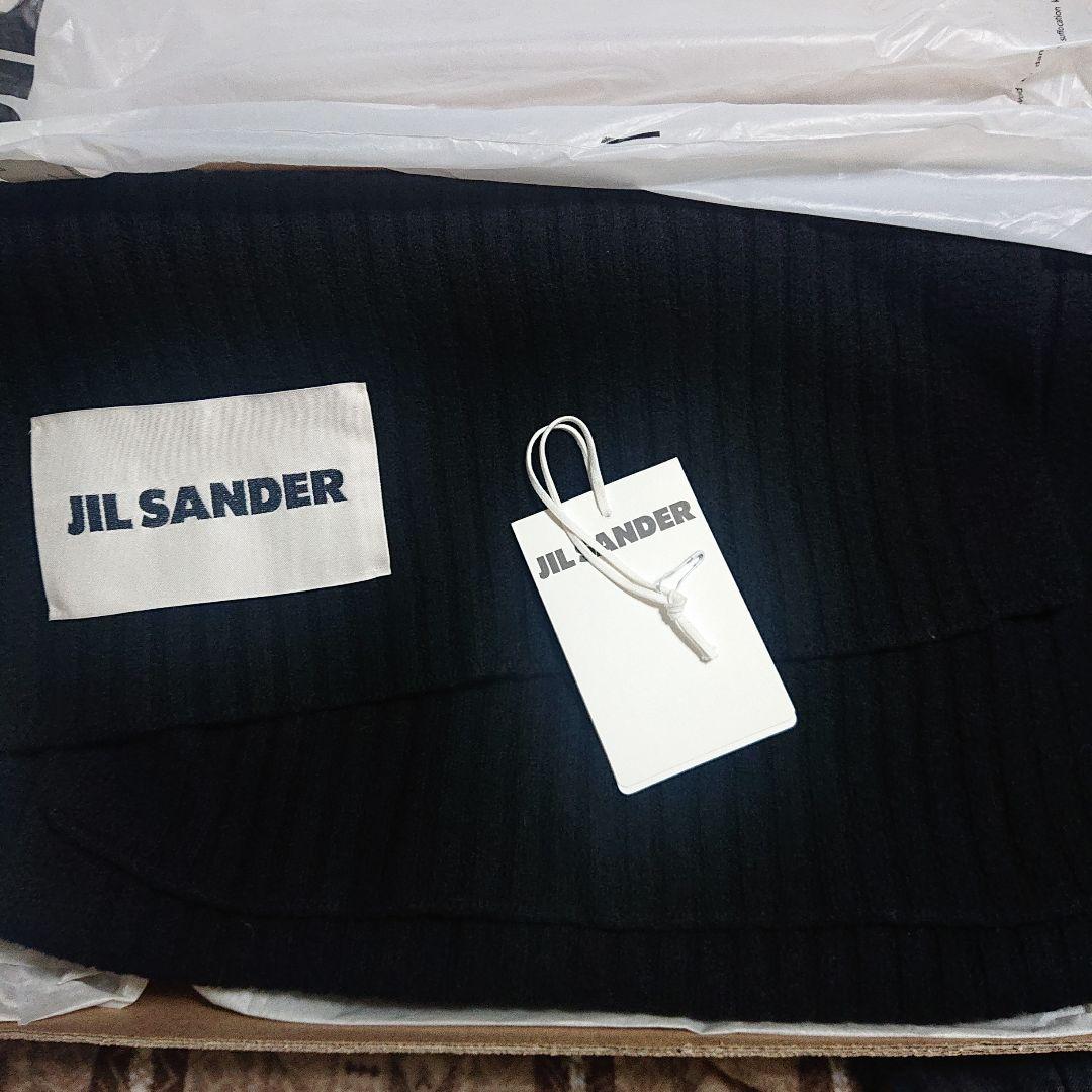 JIL SANDER ブラックリブ編みストール