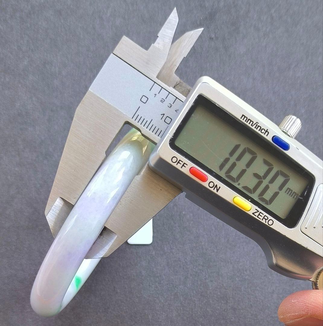 【日本鑑別書付】ラベンダーと陽緑の本翡翠バングル（内径57ミリ）5792