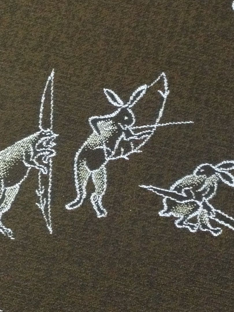 素敵な装い！西陣名古屋帯 綿芯仕立付 「鳥獣人物戯画」茶　簡易包装