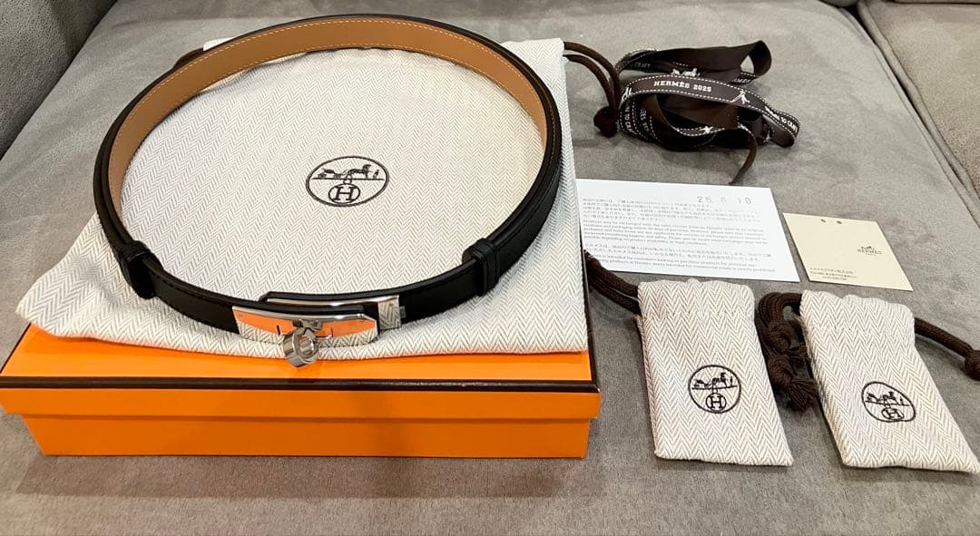 HERMES エルメス 2025年 K刻印ケリーベルト 18 ブラック シルバー