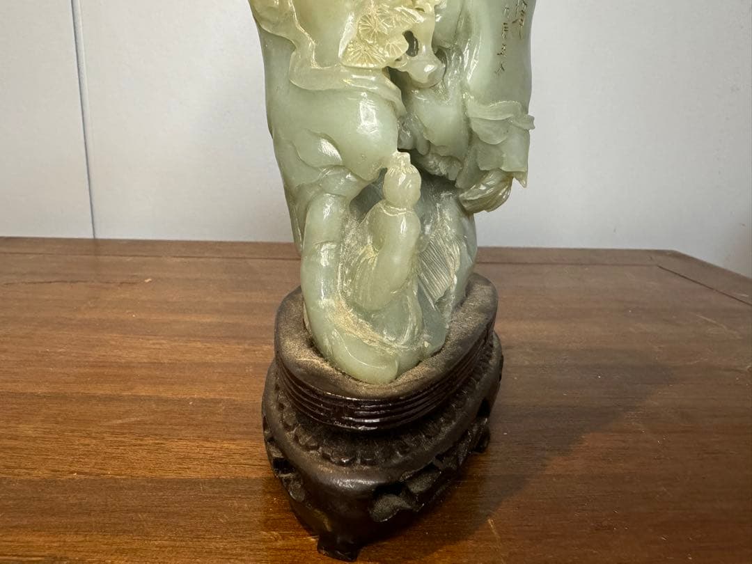 中国古董 骨董 和田玉 青玉 山石擺件 希少品 【仙境】 中国80年代