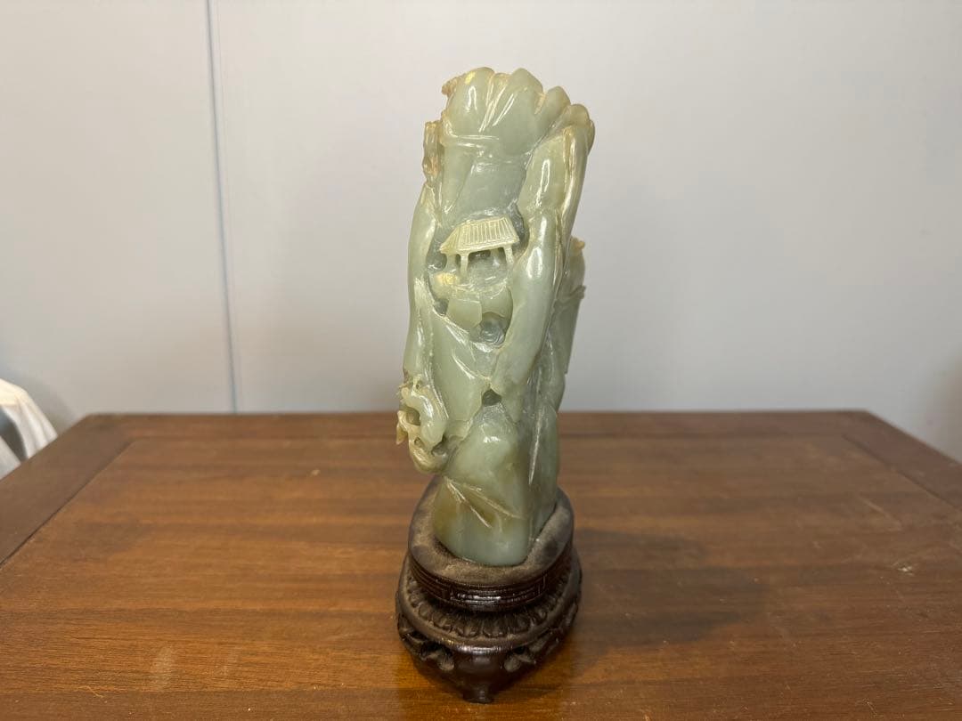 中国古董 骨董 和田玉 青玉 山石擺件 希少品 【仙境】 中国80年代