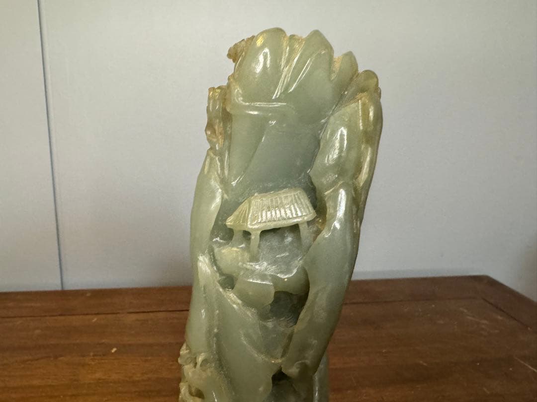 中国古董 骨董 和田玉 青玉 山石擺件 希少品 【仙境】 中国80年代