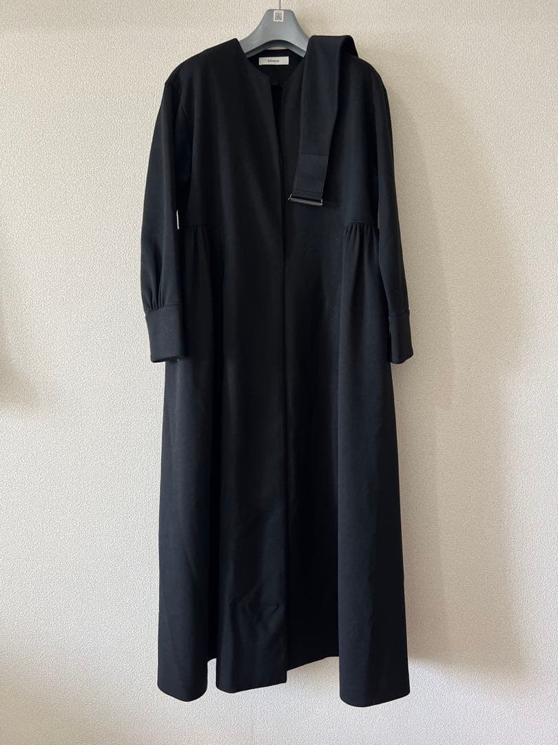 ebure エブール ブライトダブルクロス オープンカラーワンピース