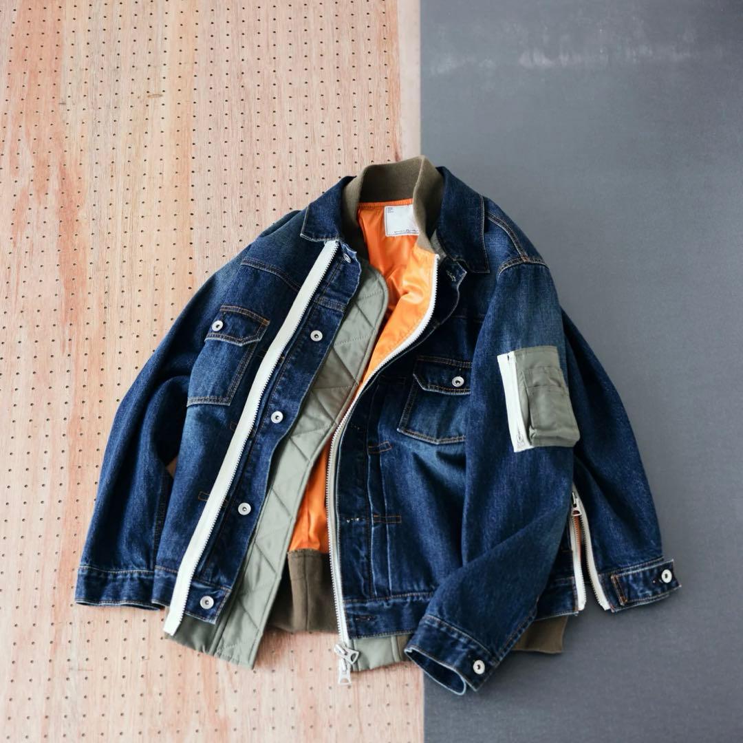 Sacai Denim × Nylon Twill Jacketブルー サイズ1