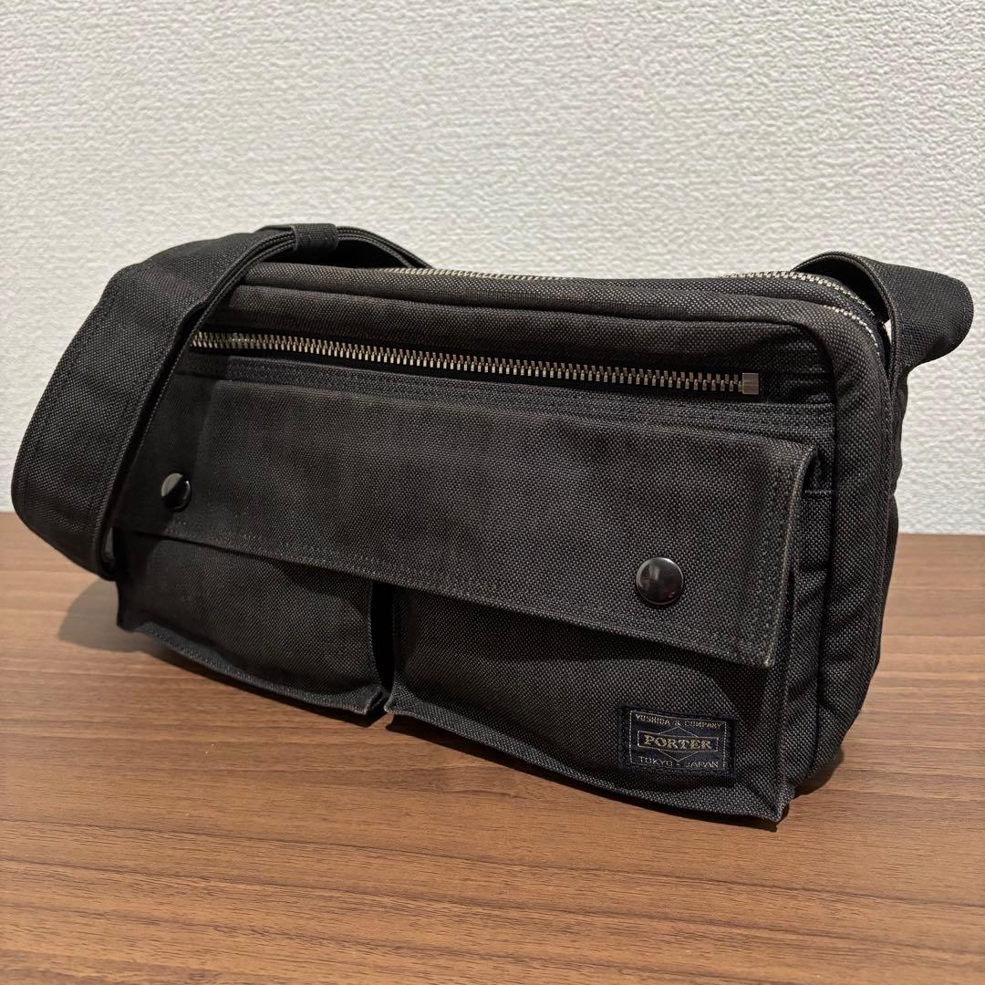 【美品】PORTERポーター スモーキー2層式ショルダーバッグ ダブルファスナー