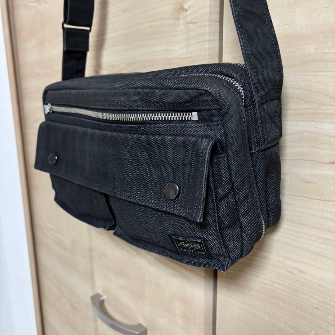 【美品】PORTERポーター スモーキー2層式ショルダーバッグ ダブルファスナー
