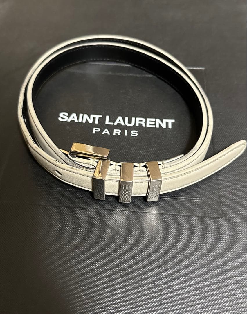 SAINTLAURENT PARIS サンローランパリ ３連ベルトホワイトレザー
