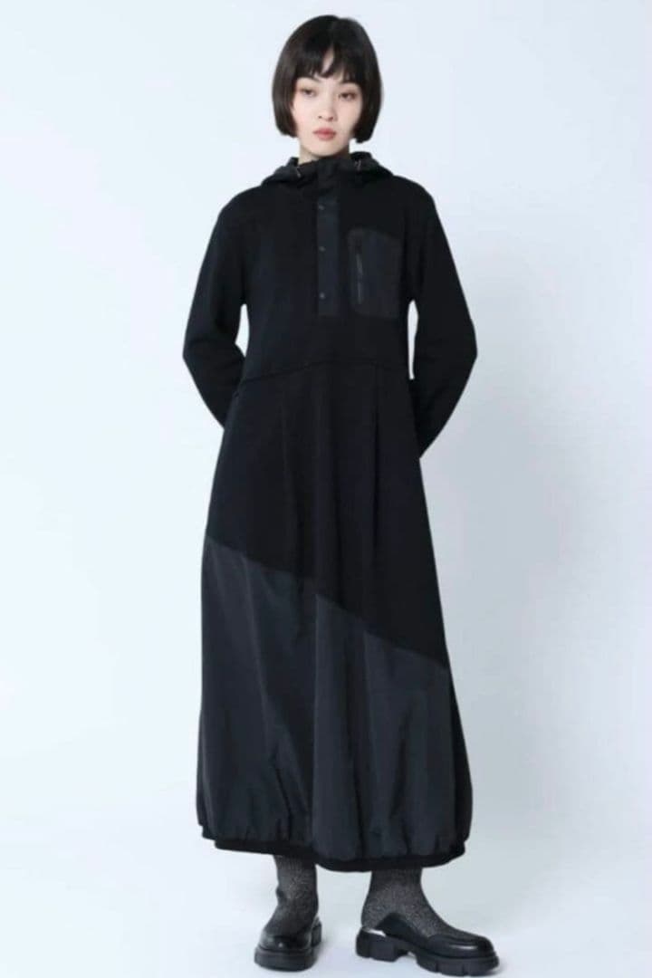 【新品】LASUD バルーンシルエット異素材ワンピース