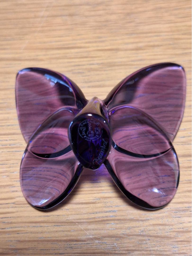 Baccarat バタフライ　箱付き　ガラスオブジェ パープル