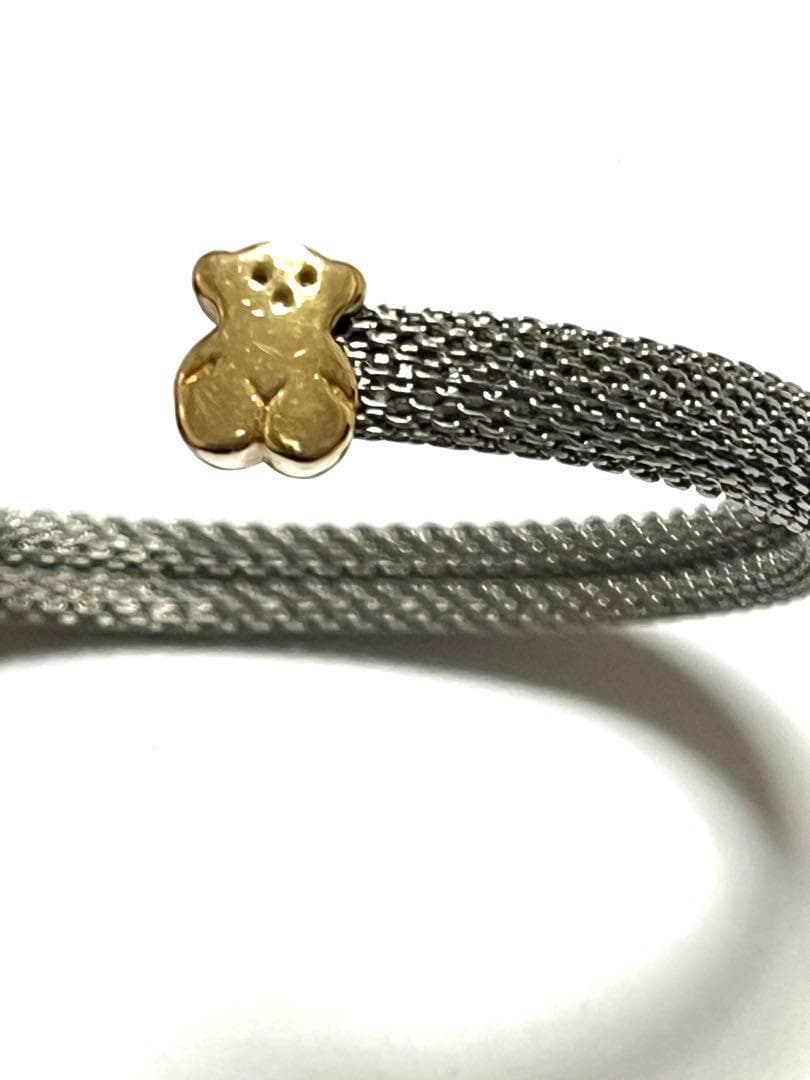 Tous トウス　18金ゴールド　K18 くま　メッシュ　オープン　バングル