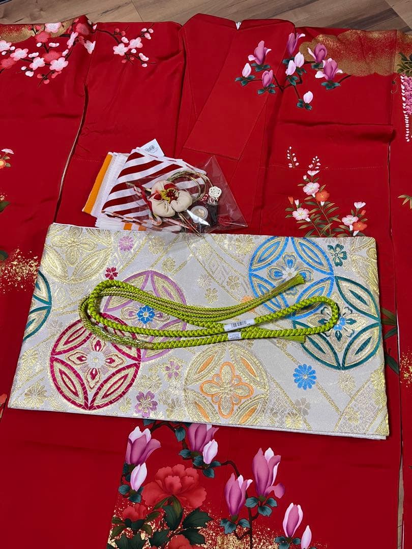 振袖 フルセット 成人式 赤 金彩