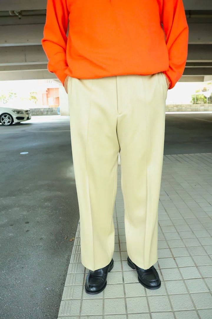 YLEVE WOOL RAYON TWILL TROUSERS ワイドスラックス