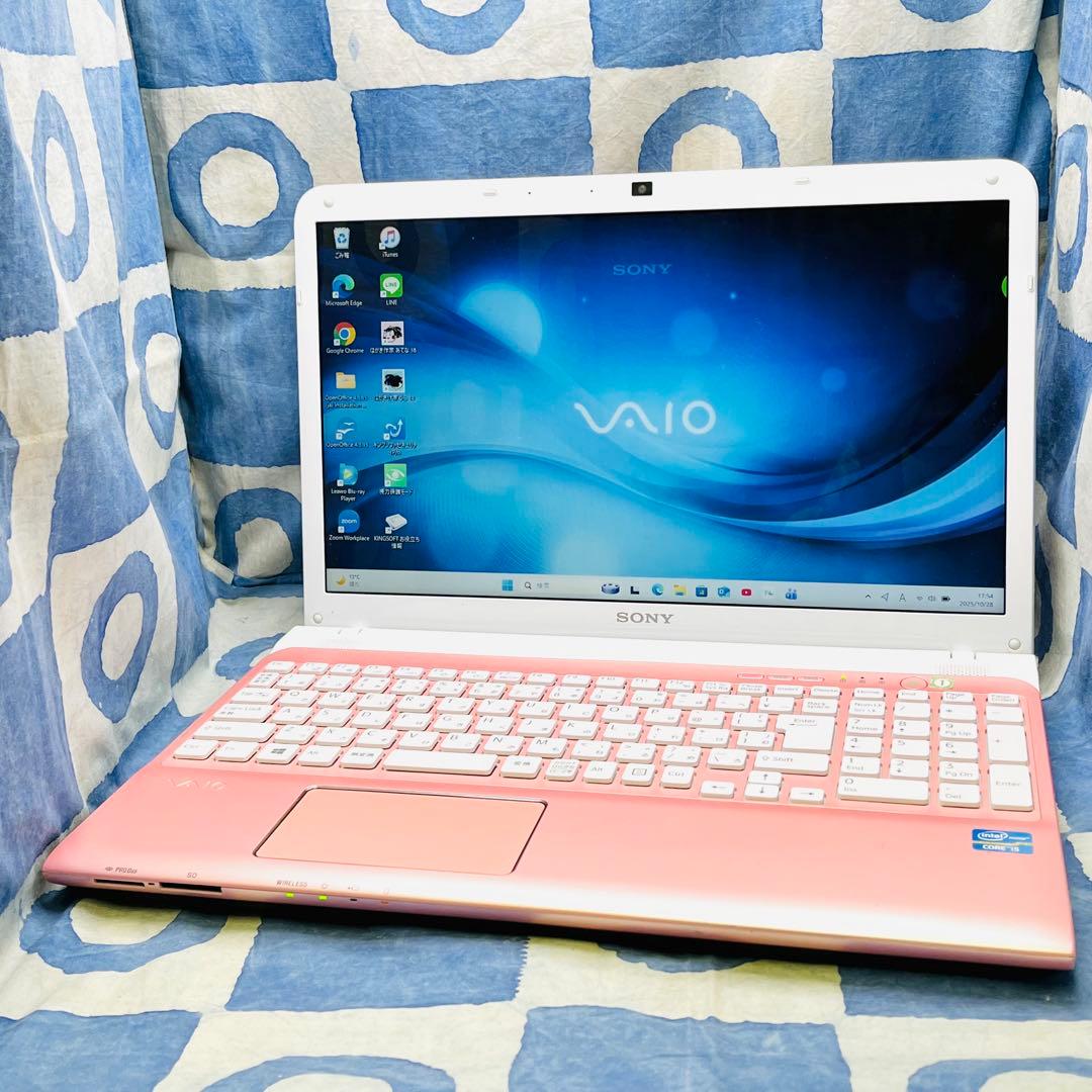 人気VAIO✨SSDで快適☆i5☆可愛いピンク♡ブルーレイ&カメラ付！Win11