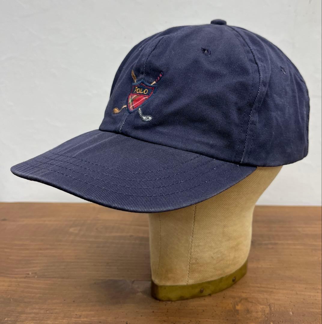 90'S RALPH LAUREN ベースボールキャップ ネイビー USA製