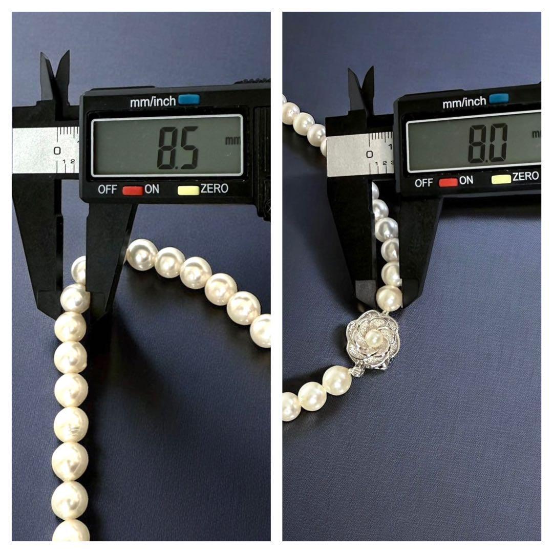 【極上】ツツミ　アコヤ　パール　大珠　本真珠　ネックレス　シルバー　8.5mm