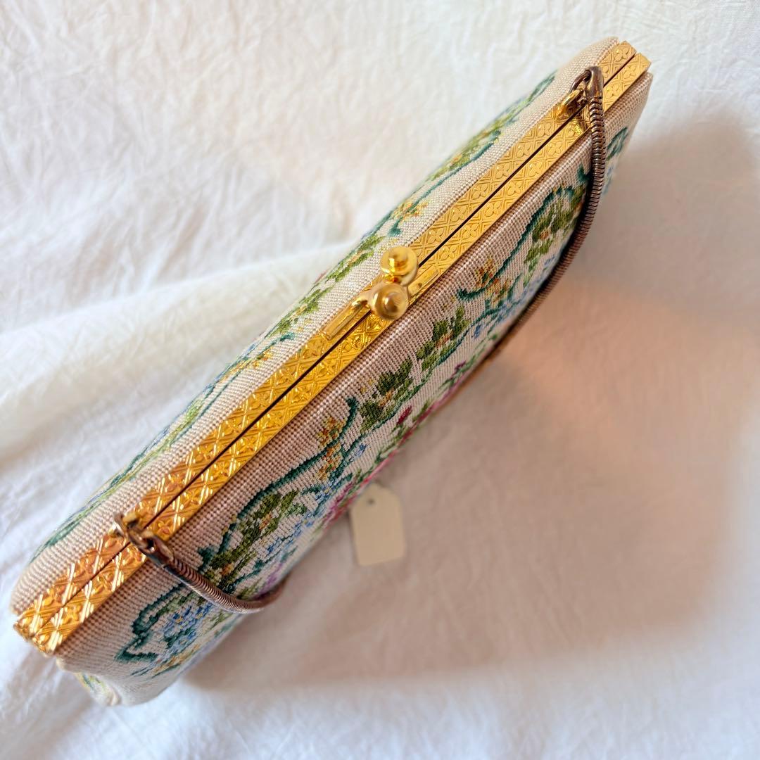 未使用美品 プチポワン 細密刺繍 ハンドバッグ パーティーバッグ