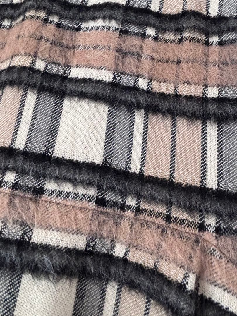 極美品　アドーア アルパカシャギーチェックノースリーブワンピース　36