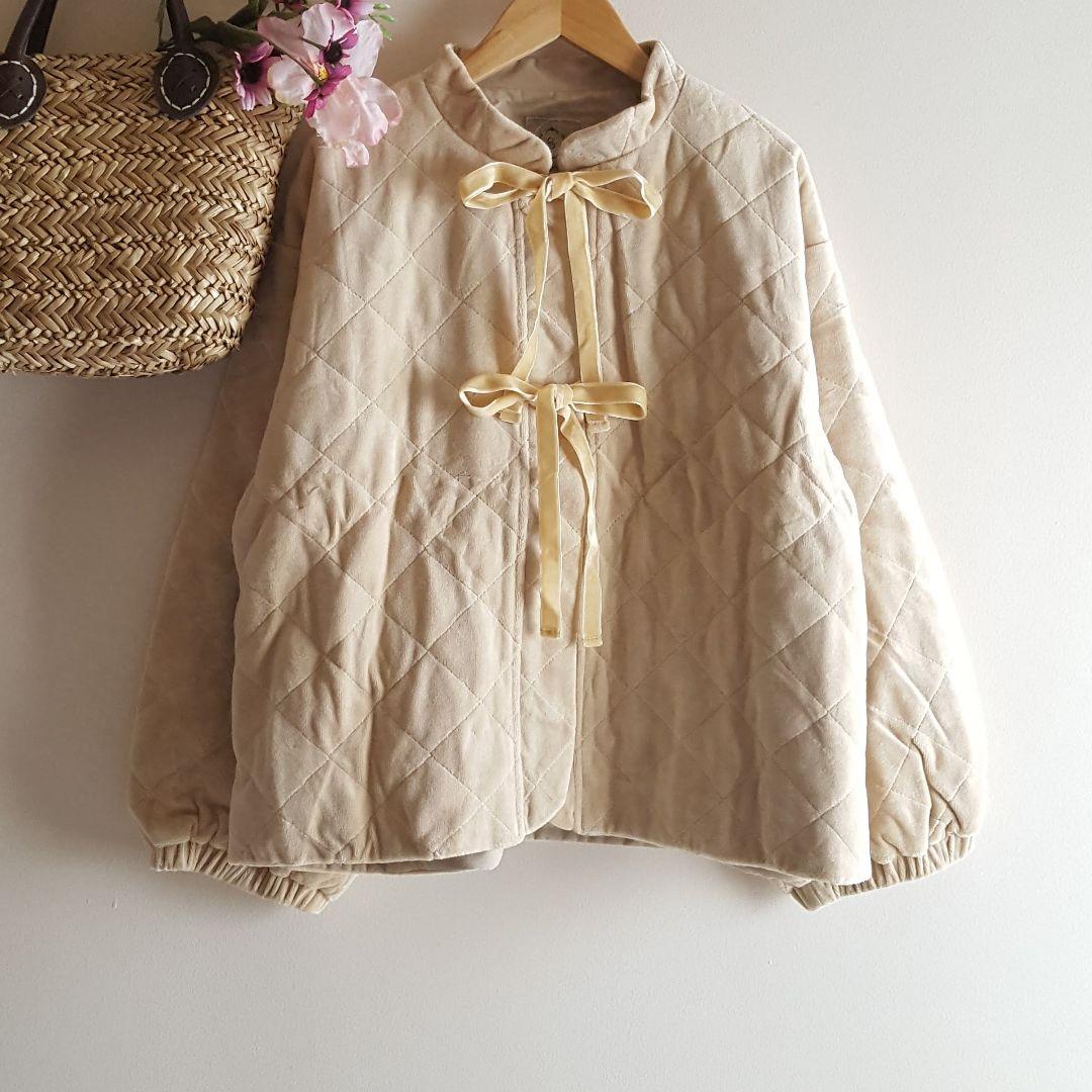 新品　SM2☆ベージュ／ベロア中綿キルトジャケット