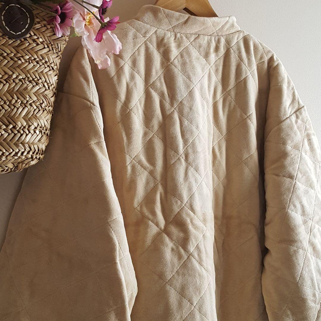新品　SM2☆ベージュ／ベロア中綿キルトジャケット