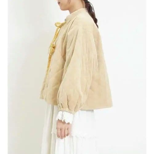 新品　SM2☆ベージュ／ベロア中綿キルトジャケット