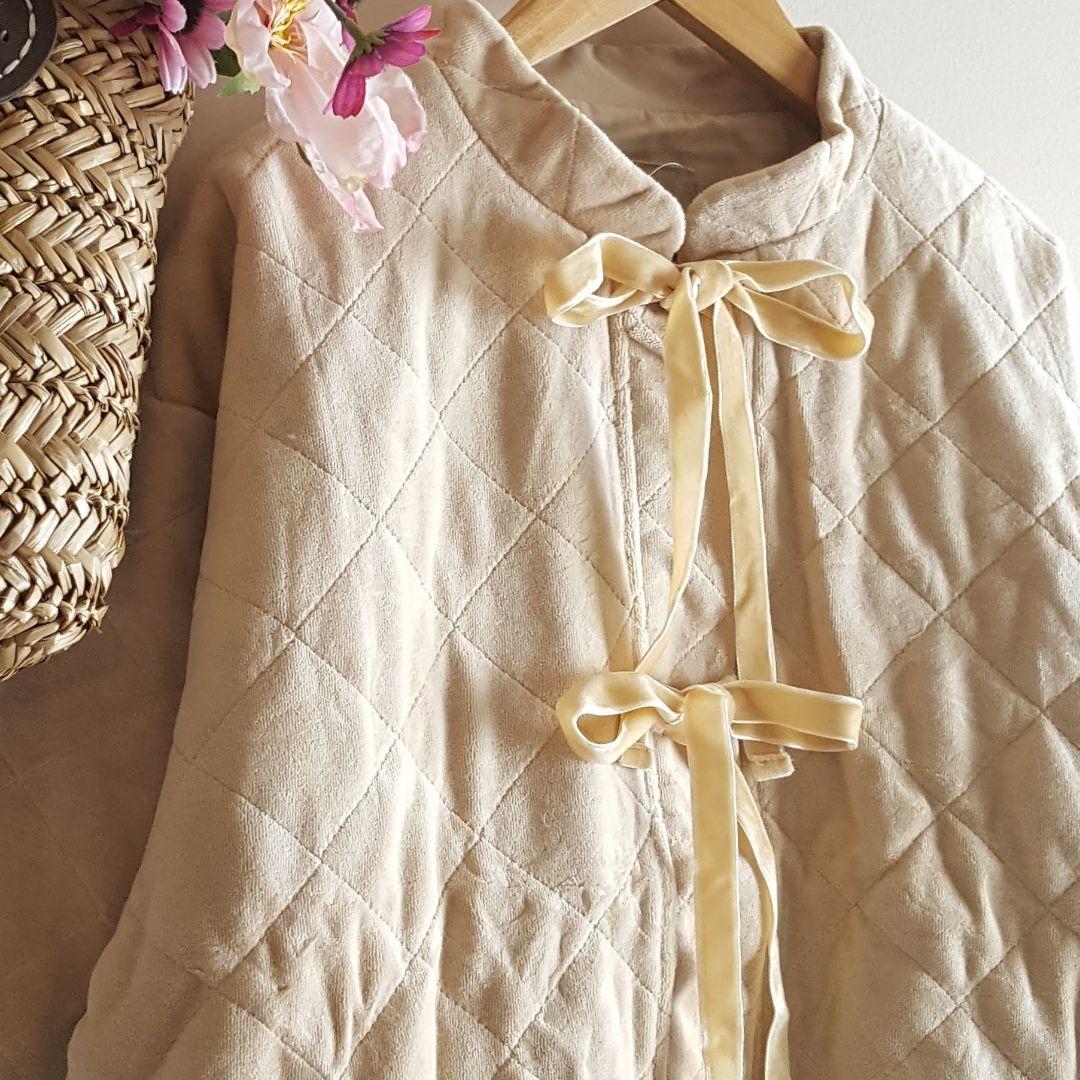 新品　SM2☆ベージュ／ベロア中綿キルトジャケット