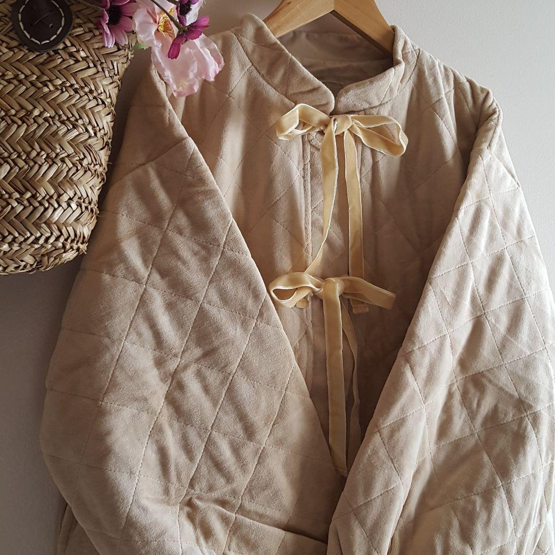 新品　SM2☆ベージュ／ベロア中綿キルトジャケット