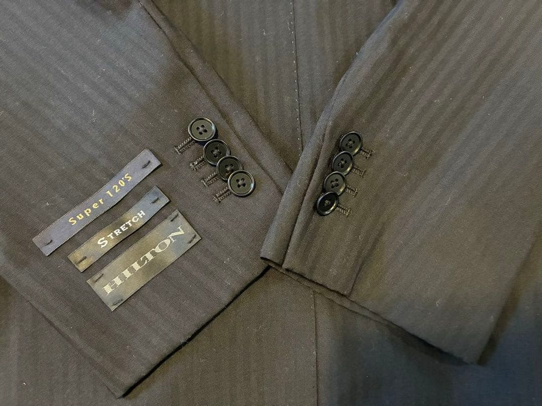 ヒルトン　HILTON スーツ　ストライプ　ブラック　super120's