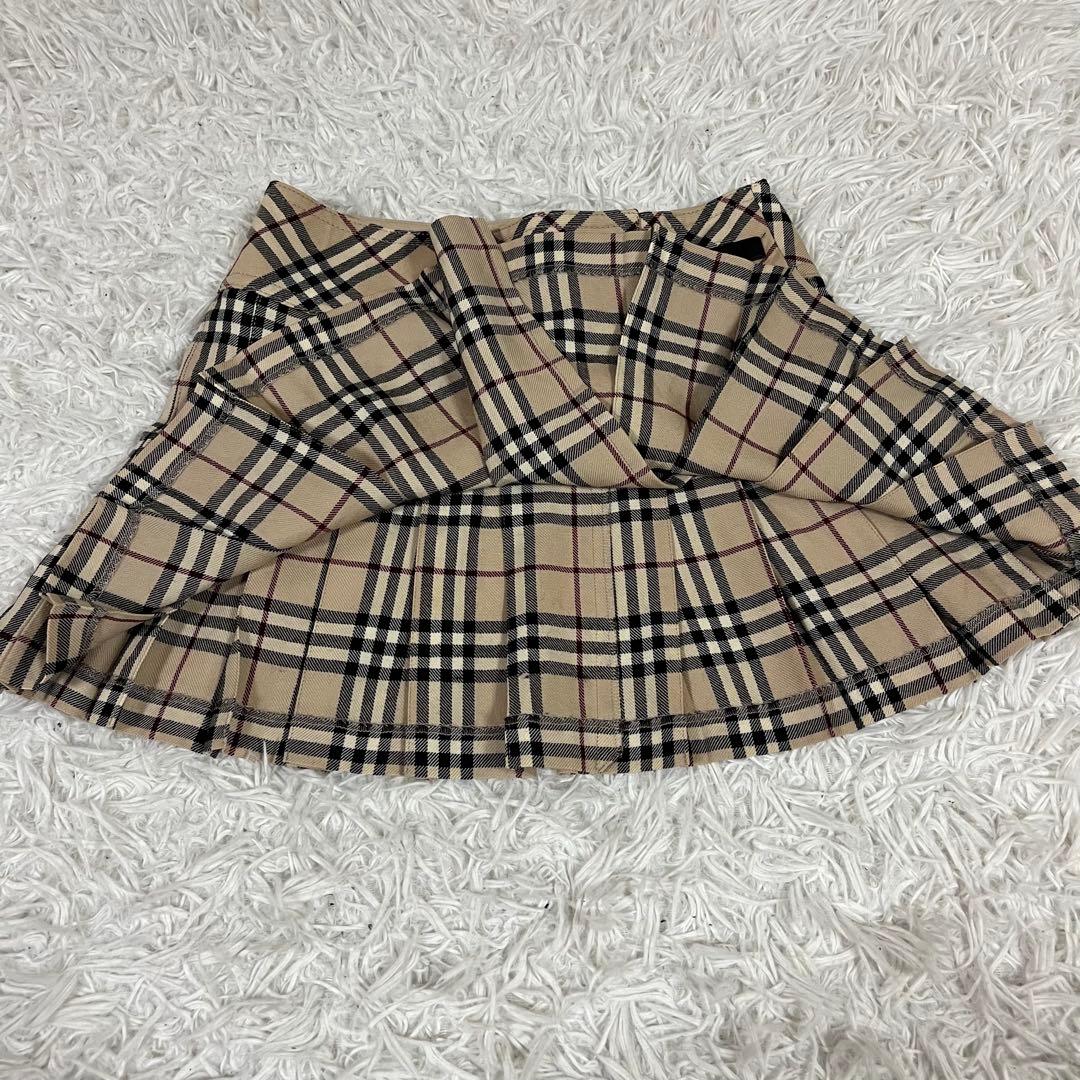 美品❣️バーバリー 巻きスカートプリーツ ノバチェック 牛革ベルト y2k 36