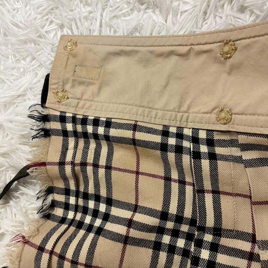 美品❣️バーバリー 巻きスカートプリーツ ノバチェック 牛革ベルト y2k 36