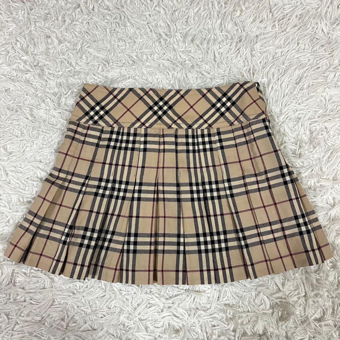 美品❣️バーバリー 巻きスカートプリーツ ノバチェック 牛革ベルト y2k 36