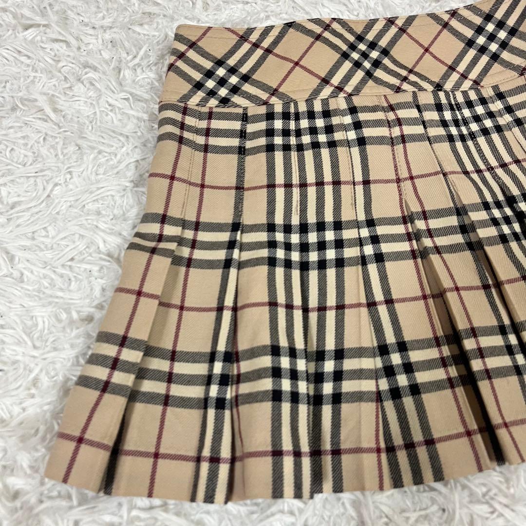 美品❣️バーバリー 巻きスカートプリーツ ノバチェック 牛革ベルト y2k 36
