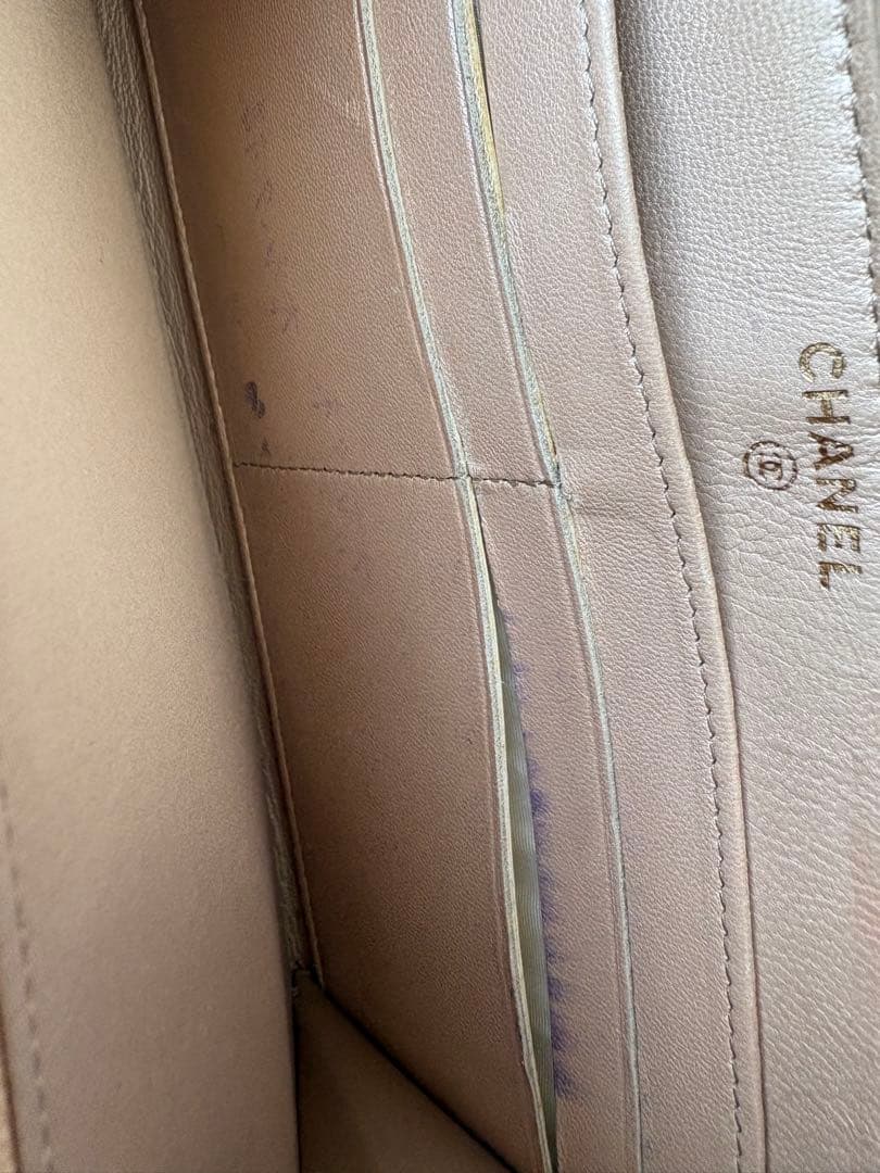 CHANEL フラワーエンボス 長財布 グレージュ